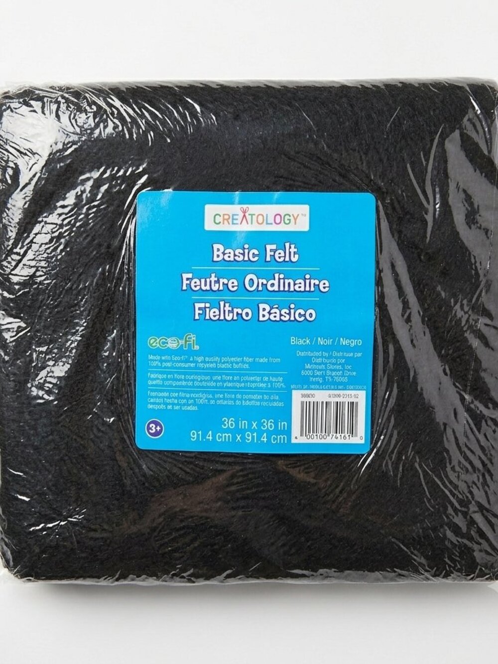 Black Felt 36" x 36" recycled polyester fiber for crafting